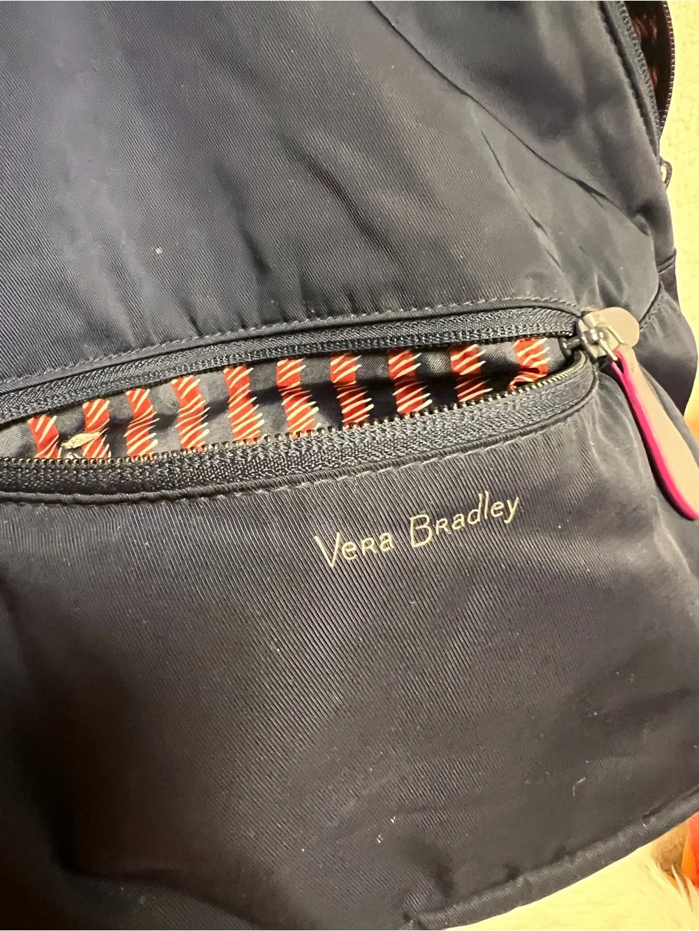 Vera Bradley Navy Backpack with Pink Zipper Accents - Picture 7 of 7